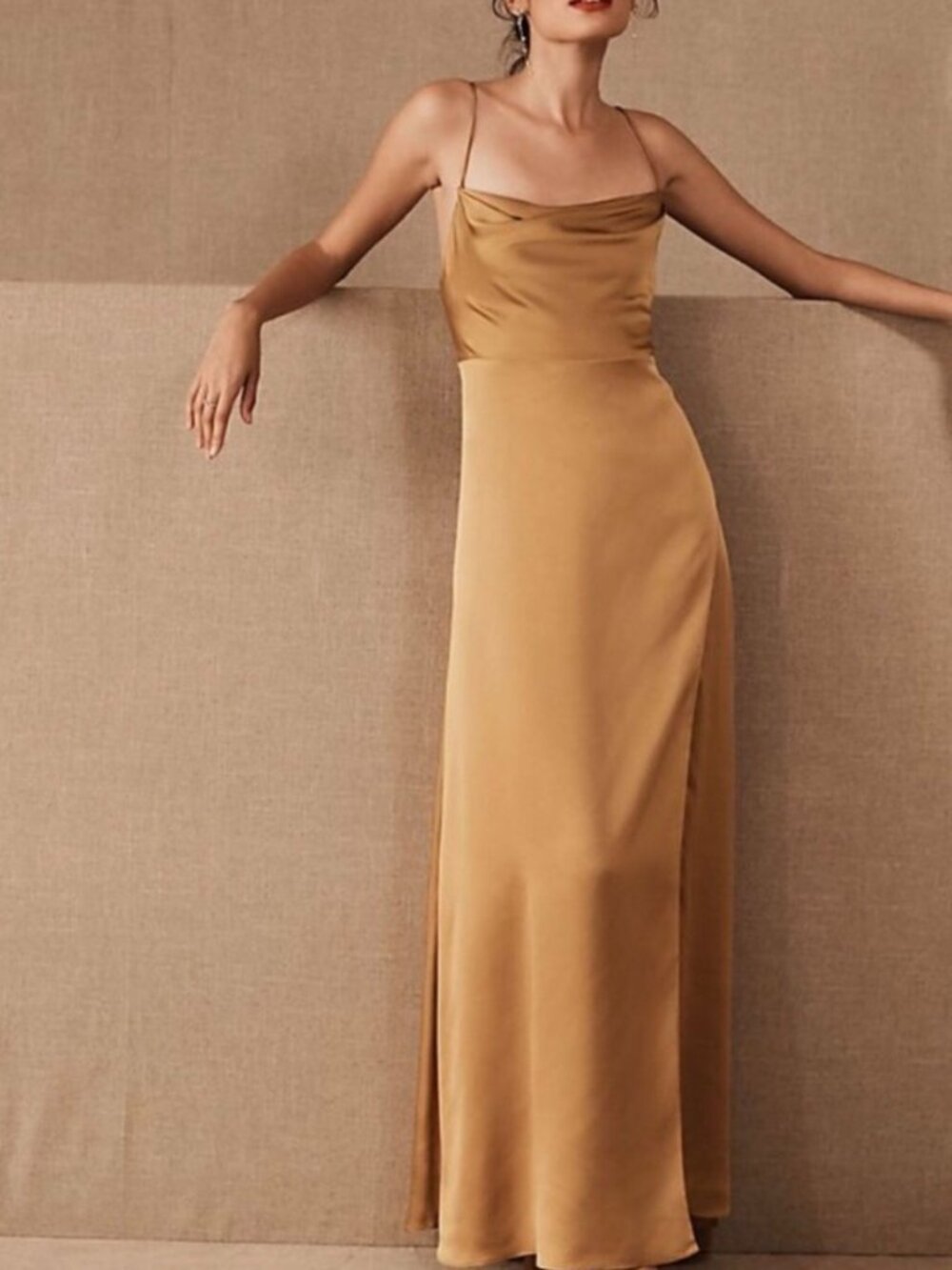 Fame/Partners x BHLDN Rosabel Slip Dress - Gold - Size 6